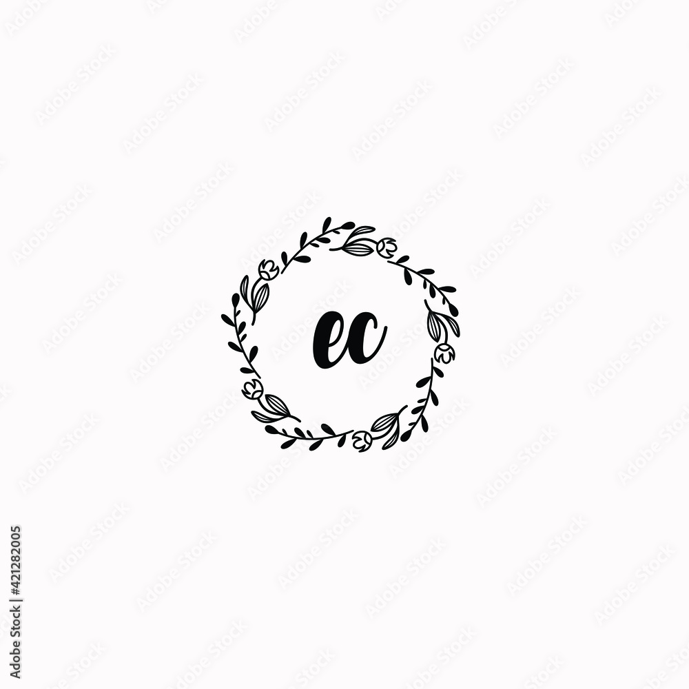 EC initial letters Wedding monogram logos, hand drawn modern minimalistic and frame floral templates EC initial letters Wedding monogram logos, hand drawn modern minimalistic and frame floral templates