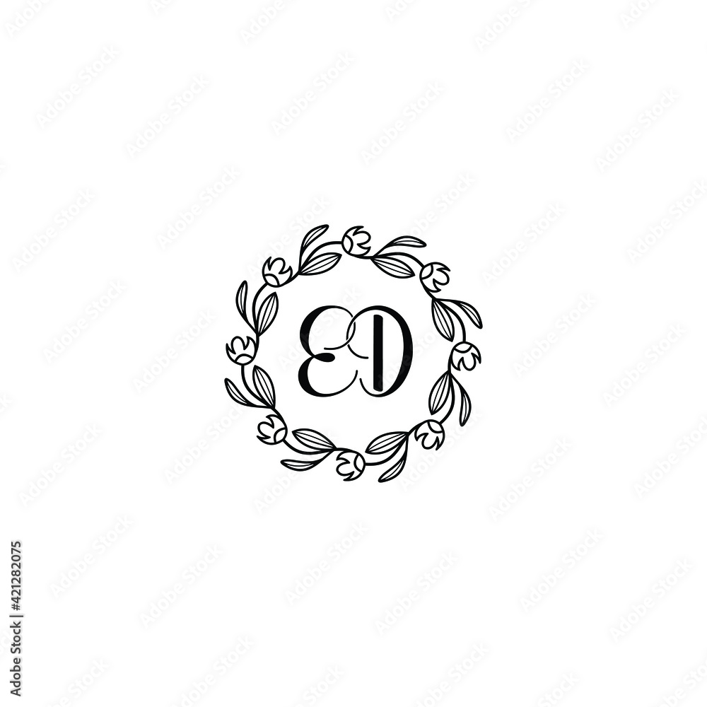 ED initial letters Wedding monogram logos, hand drawn modern minimalistic and frame floral templates ED initial letters Wedding monogram logos, hand drawn modern minimalistic and frame floral templates