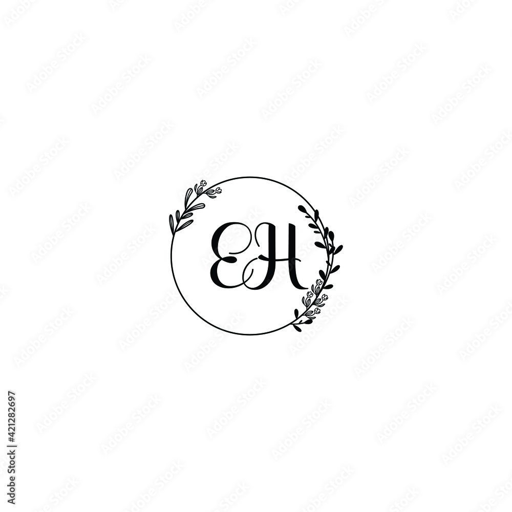 EH initial letters Wedding monogram logos, hand drawn modern minimalistic and frame floral templates EH initial letters Wedding monogram logos, hand drawn modern minimalistic and frame floral templates