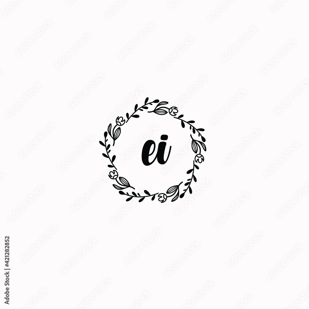 EI initial letters Wedding monogram logos, hand drawn modern minimalistic and frame floral templates EI initial letters Wedding monogram logos, hand drawn modern minimalistic and frame floral templates