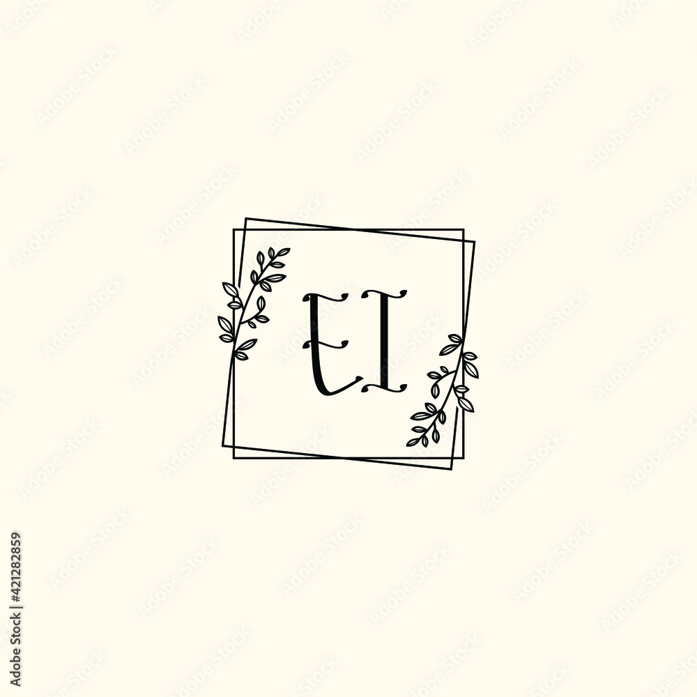 EI initial letters Wedding monogram logos, hand drawn modern minimalistic and frame floral templates EI initial letters Wedding monogram logos, hand drawn modern minimalistic and frame floral templates