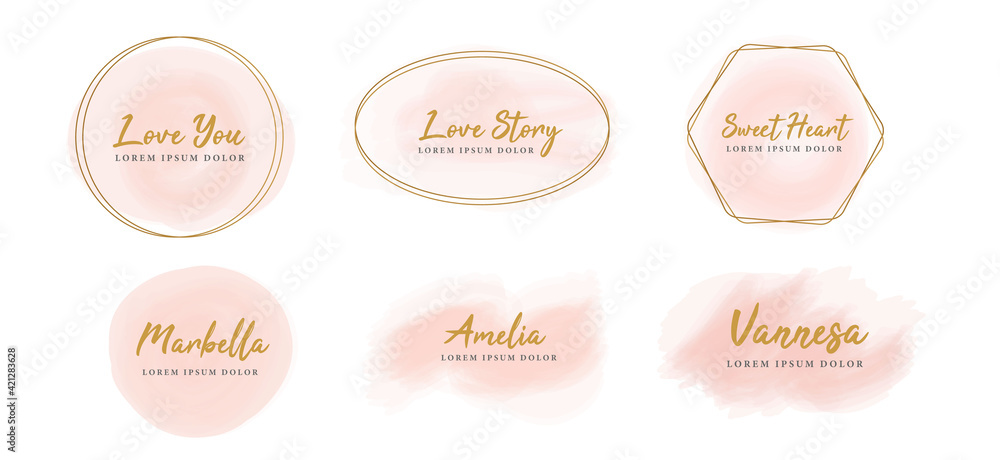 Collection of feminine logo design with brush strokes Collection of feminine logo design with brush strokes