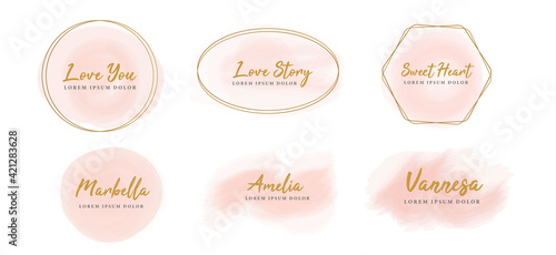 Collection of feminine logo design with brush strokes