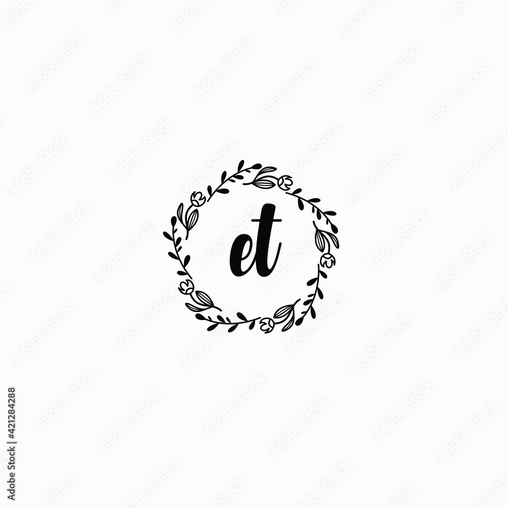 ET initial letters Wedding monogram logos, hand drawn modern minimalistic and frame floral templates ET initial letters Wedding monogram logos, hand drawn modern minimalistic and frame floral templates
