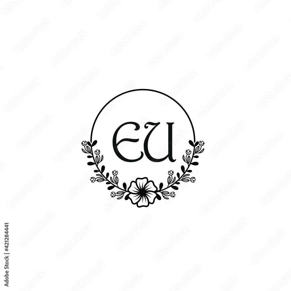 EU initial letters Wedding monogram logos, hand drawn modern minimalistic and frame floral templates EU initial letters Wedding monogram logos, hand drawn modern minimalistic and frame floral templates