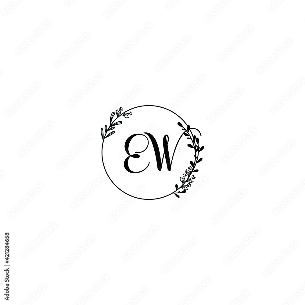 EW initial letters Wedding monogram logos, hand drawn modern minimalistic and frame floral templates EW initial letters Wedding monogram logos, hand drawn modern minimalistic and frame floral templates
