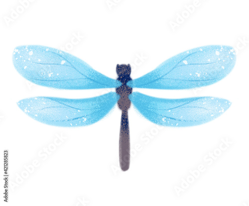 Clipart watercolor dragonfly. Boho vintage style. Cute illustration in cartoon childish style. The image is isolated on a white background.