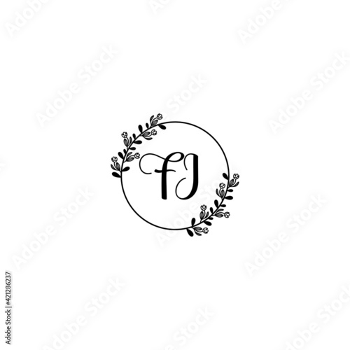 FI initial letters Wedding monogram logos, hand drawn modern minimalistic and frame floral templates