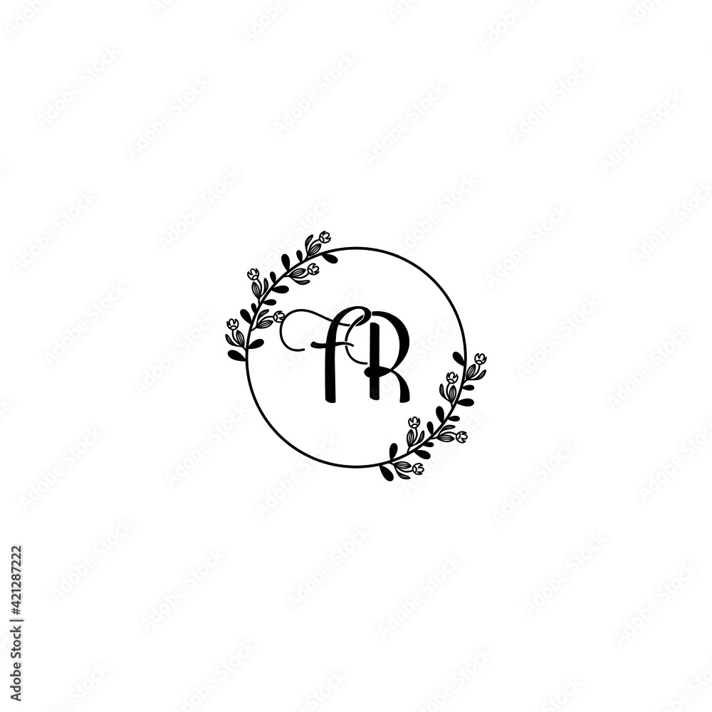 FR initial letters Wedding monogram logos, hand drawn modern minimalistic and frame floral templates FR initial letters Wedding monogram logos, hand drawn modern minimalistic and frame floral templates