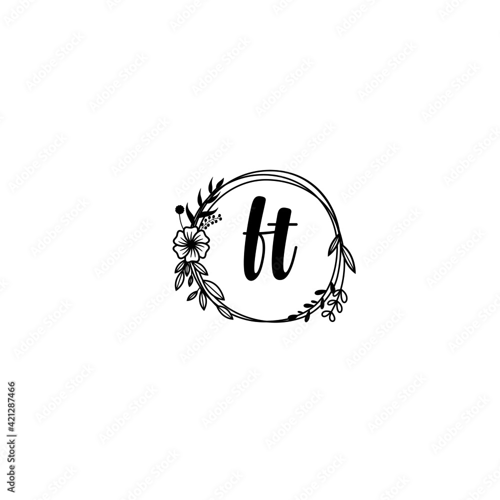 FT initial letters Wedding monogram logos, hand drawn modern minimalistic and frame floral templates FT initial letters Wedding monogram logos, hand drawn modern minimalistic and frame floral templates