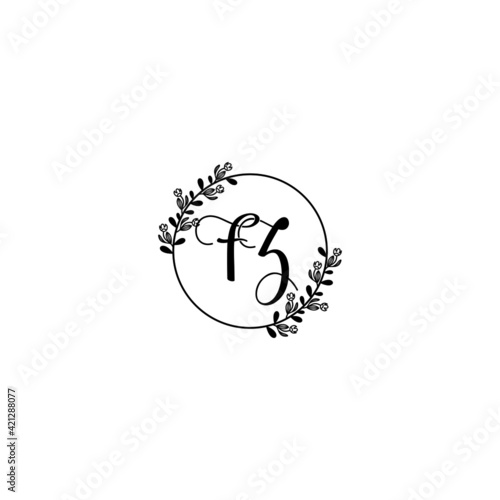 FZ initial letters Wedding monogram logos, hand drawn modern minimalistic and frame floral templates