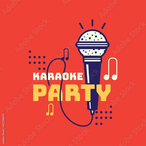 Karaoke party vector icon. Sign of karaoke bar, party, disco bar, night club. Live music. Design template.