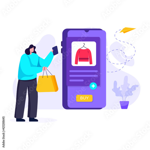 
An online order in flat editable illustration

