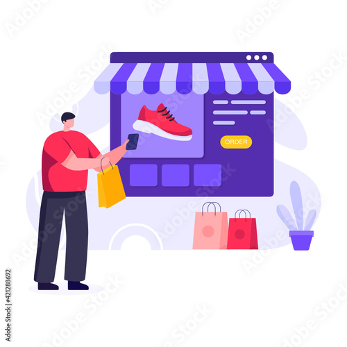 
Vector design of web shop, online shopping illustration design

