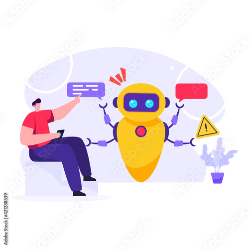 
Robot assistant flat illustration editable vector design 

