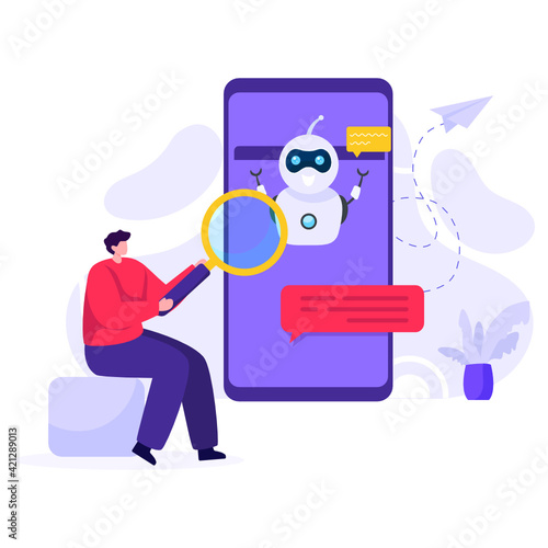 
Robot assistant flat illustration editable vector design 


