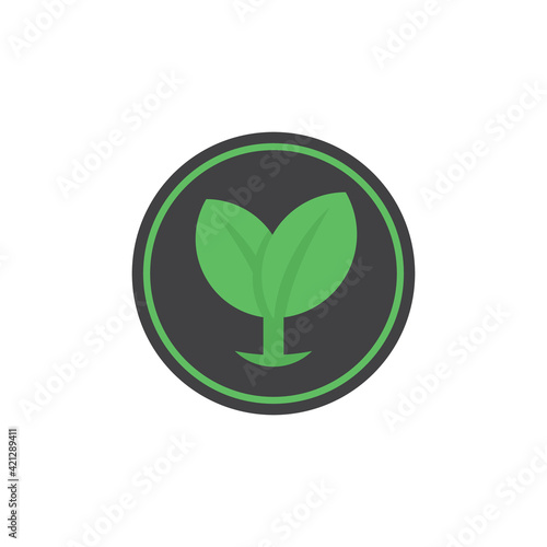 Plant and leaves icon. Leaf symbol of ecology, enviroment and nature. Vegetarian and vegan pictogram design.