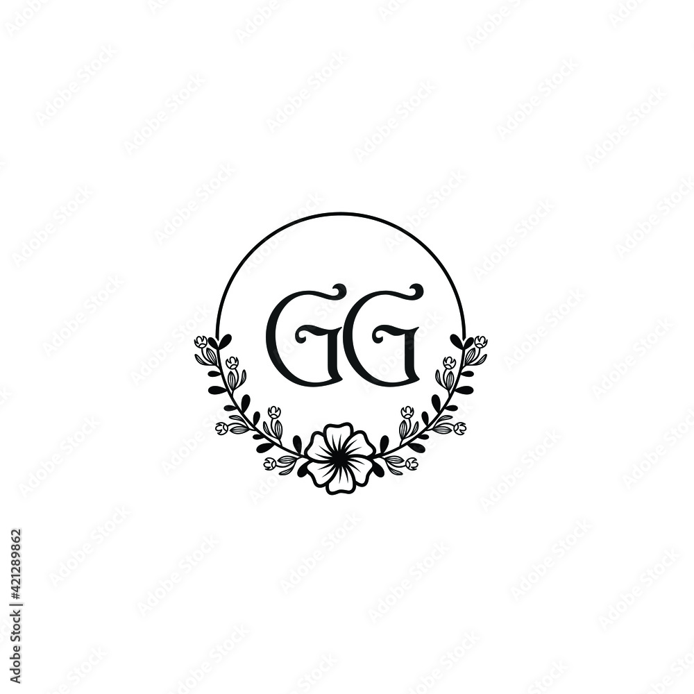 GG initial letters Wedding monogram logos, hand drawn modern minimalistic and frame floral templates GG initial letters Wedding monogram logos, hand drawn modern minimalistic and frame floral templates
