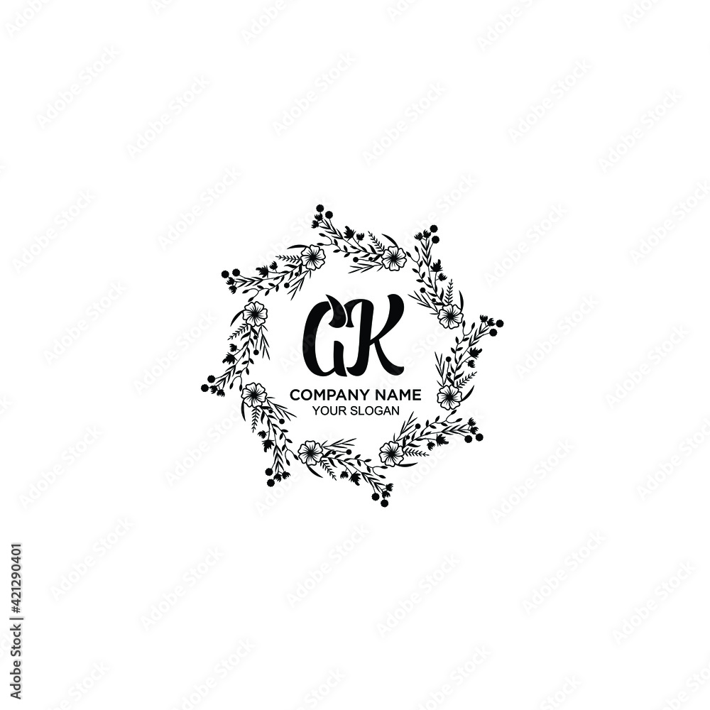 GK initial letters Wedding monogram logos, hand drawn modern minimalistic and frame floral templates GK initial letters Wedding monogram logos, hand drawn modern minimalistic and frame floral templates