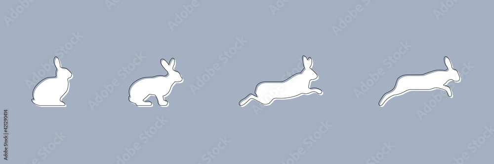 Rabbit icon. Hare. Jump sequence. Bunny. Vector illustration