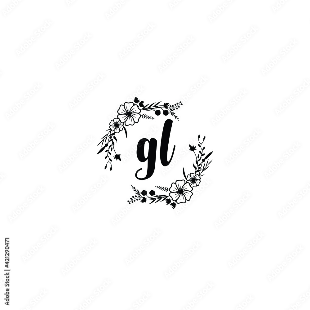 GL initial letters Wedding monogram logos, hand drawn modern minimalistic and frame floral templates GL initial letters Wedding monogram logos, hand drawn modern minimalistic and frame floral templates