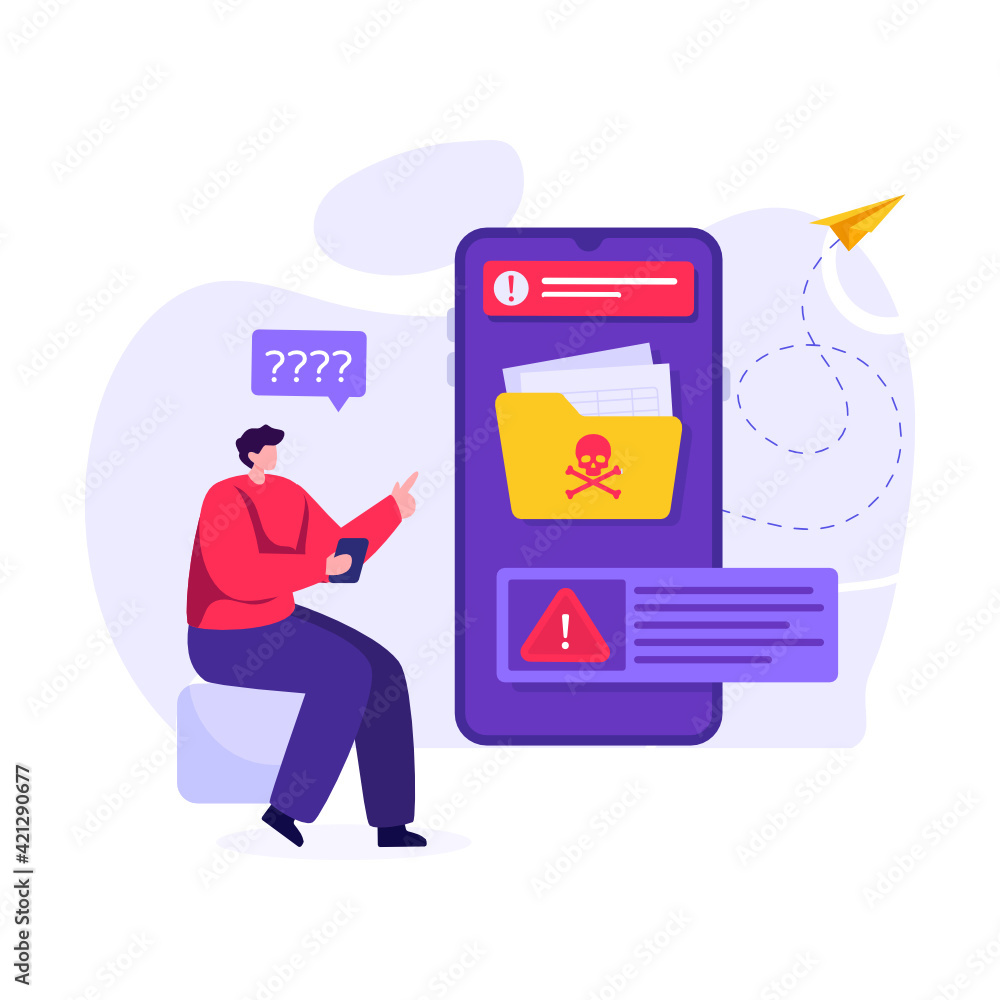 An illustration design of mobile virus scanning An illustration design of mobile virus scanning
