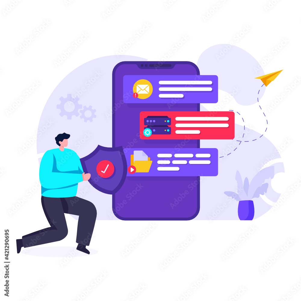 An illustration design of mobile virus scanning An illustration design of mobile virus scanning