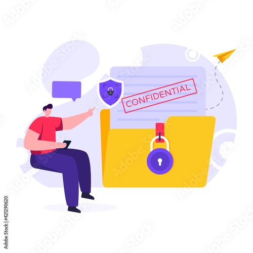 
Document case with padlock, confidential information illustration

