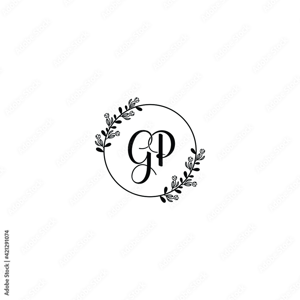 GP initial letters Wedding monogram logos, hand drawn modern minimalistic and frame floral templates GP initial letters Wedding monogram logos, hand drawn modern minimalistic and frame floral templates