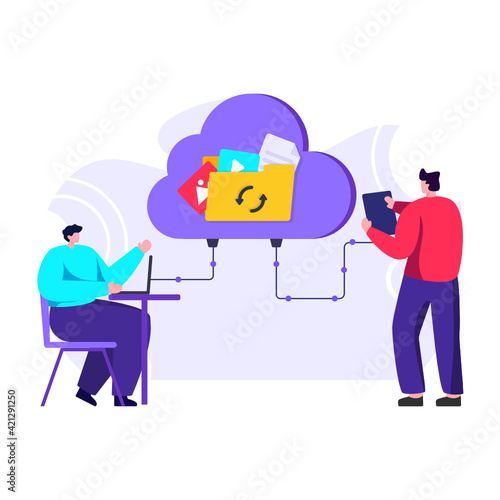 
A cloud storage flat editable illustration


