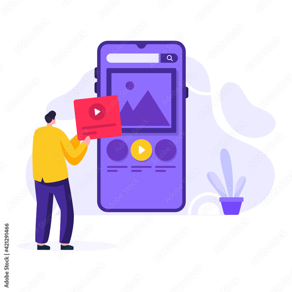 Naklejka premium Online advertising in flat illustration design