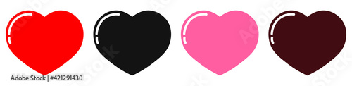 Heart icons, set geometric symbols for Valentines Day, graphic design template, vector illustration