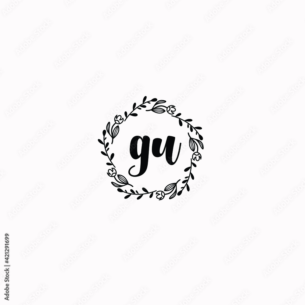 GU initial letters Wedding monogram logos, hand drawn modern minimalistic and frame floral templates GU initial letters Wedding monogram logos, hand drawn modern minimalistic and frame floral templates