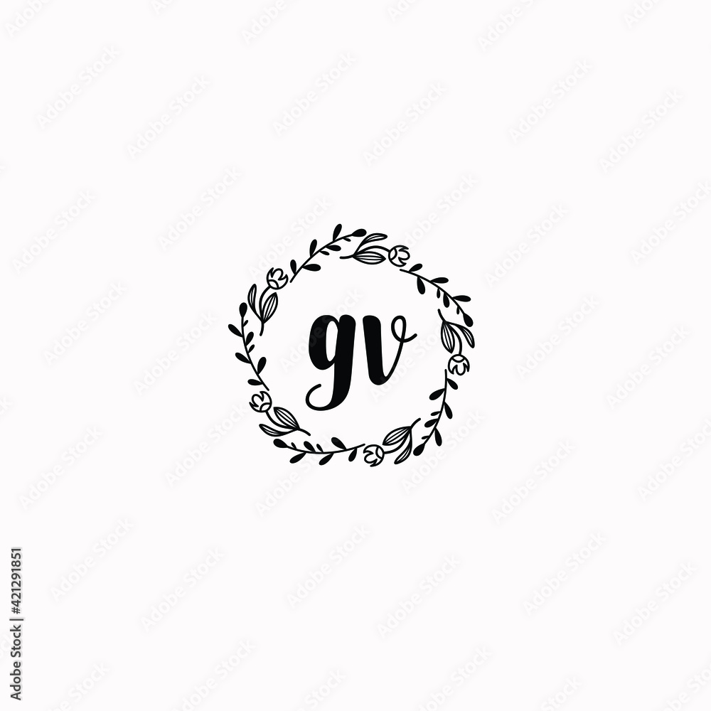 GV initial letters Wedding monogram logos, hand drawn modern minimalistic and frame floral templates GV initial letters Wedding monogram logos, hand drawn modern minimalistic and frame floral templates