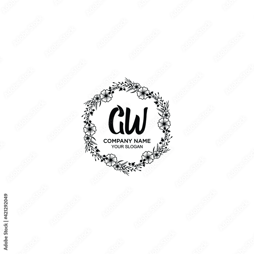 GW initial letters Wedding monogram logos, hand drawn modern minimalistic and frame floral templates GW initial letters Wedding monogram logos, hand drawn modern minimalistic and frame floral templates