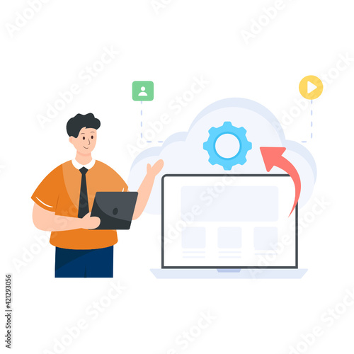 
Cloud based engine flat illustration design vector 

