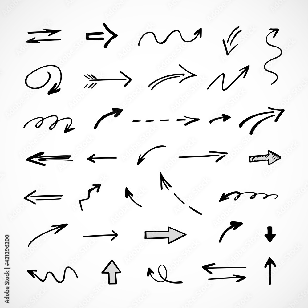 Vector set of hand-drawn arrows, elements for presentation Vector set of hand-drawn arrows, elements for presentation