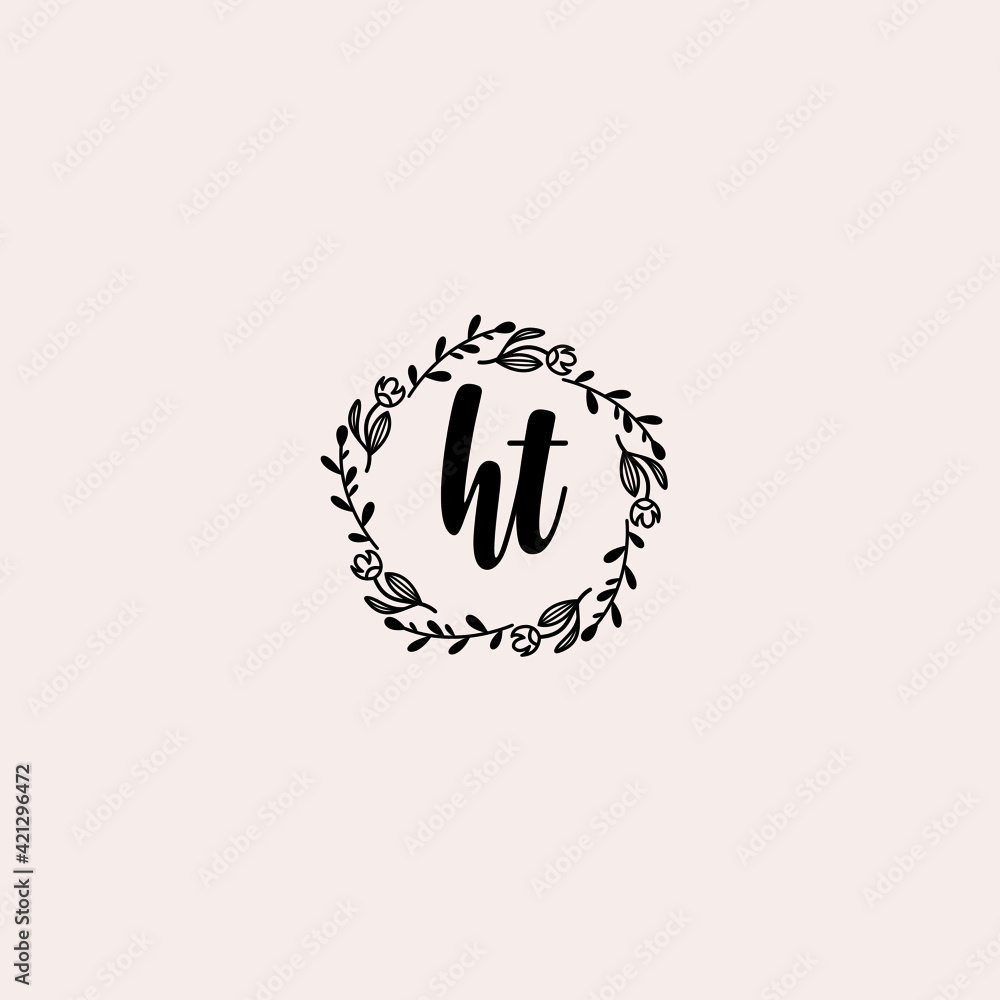 HT initial letters Wedding monogram logos, hand drawn modern minimalistic and frame floral templates HT initial letters Wedding monogram logos, hand drawn modern minimalistic and frame floral templates