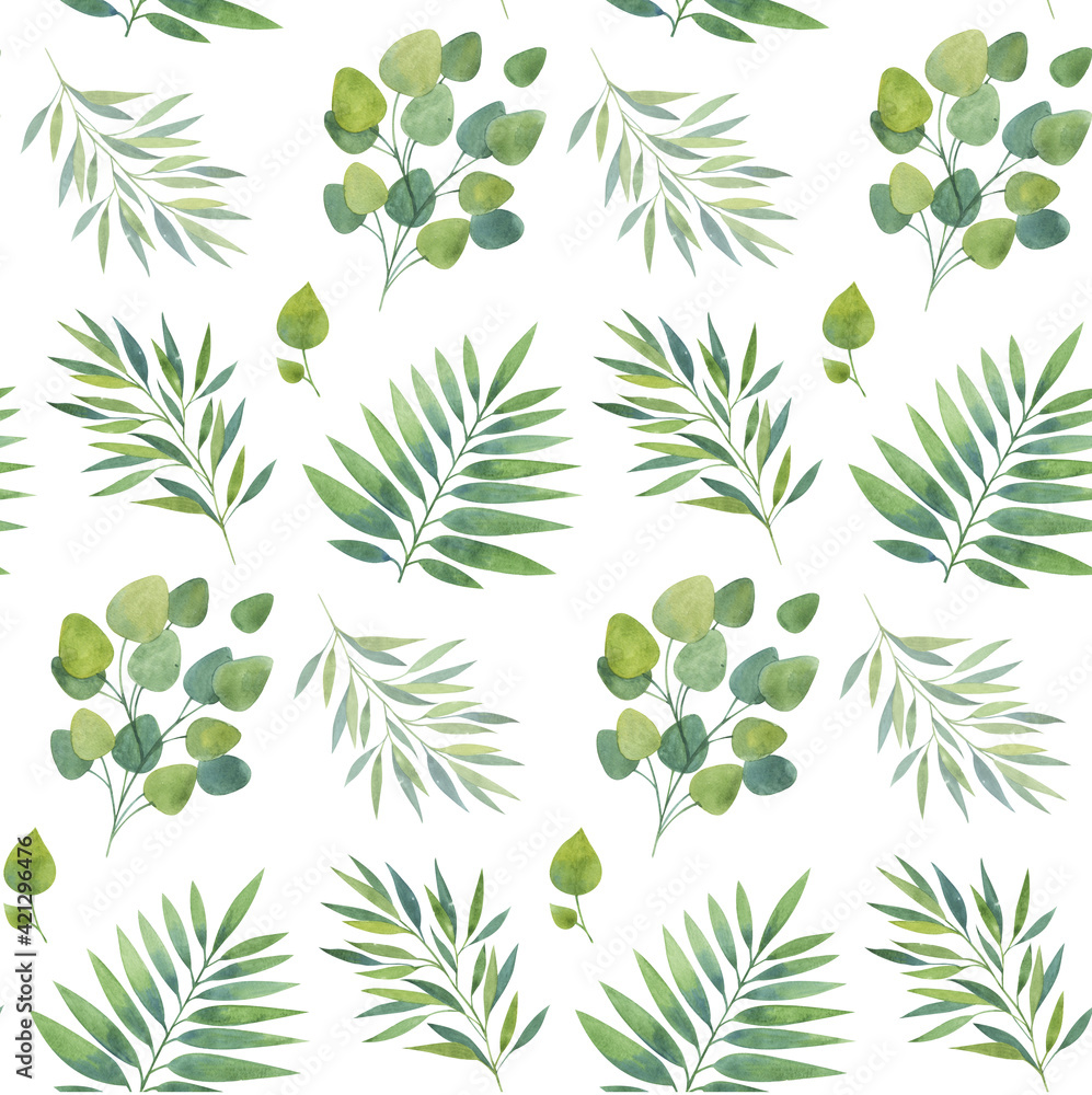 Watercolor Greenery pattern, Green Leaf Print , Frame with green branches, Green Eucalyptus Foliage Clip Art, Greenery Leaves, Seamless pattern, green branches. Watercolor Greenery pattern, Green Leaf Print , Frame with green branches, Green Eucalyptus Foliage Clip Art, Greenery Leaves, Seamless pattern, green branches.