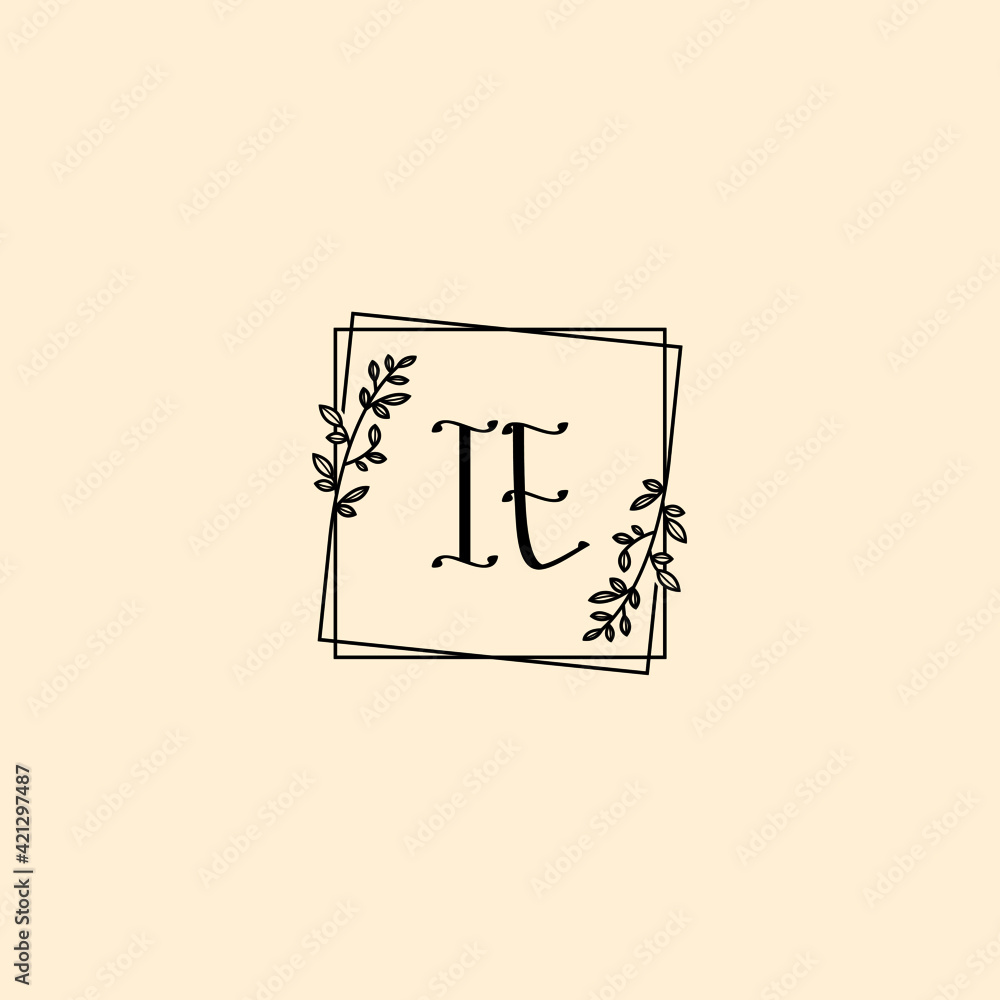IE initial letters Wedding monogram logos, hand drawn modern minimalistic and frame floral templates IE initial letters Wedding monogram logos, hand drawn modern minimalistic and frame floral templates