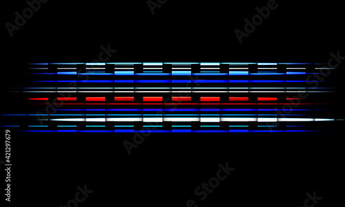 Abstract blue,red and white light trails in the dark, motion blur effect