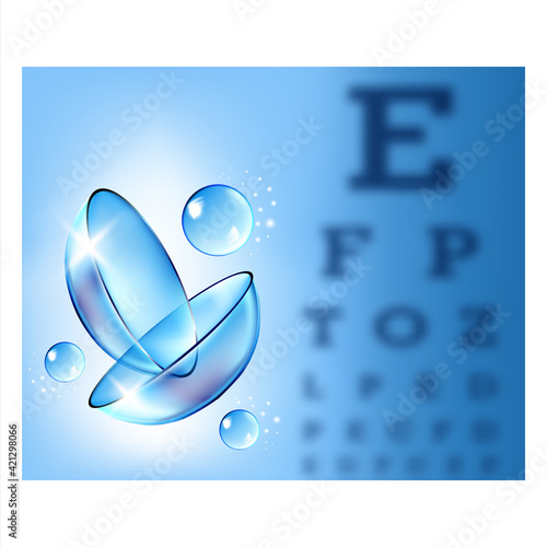 Contact Lenses In Special Liquid Banner Vector