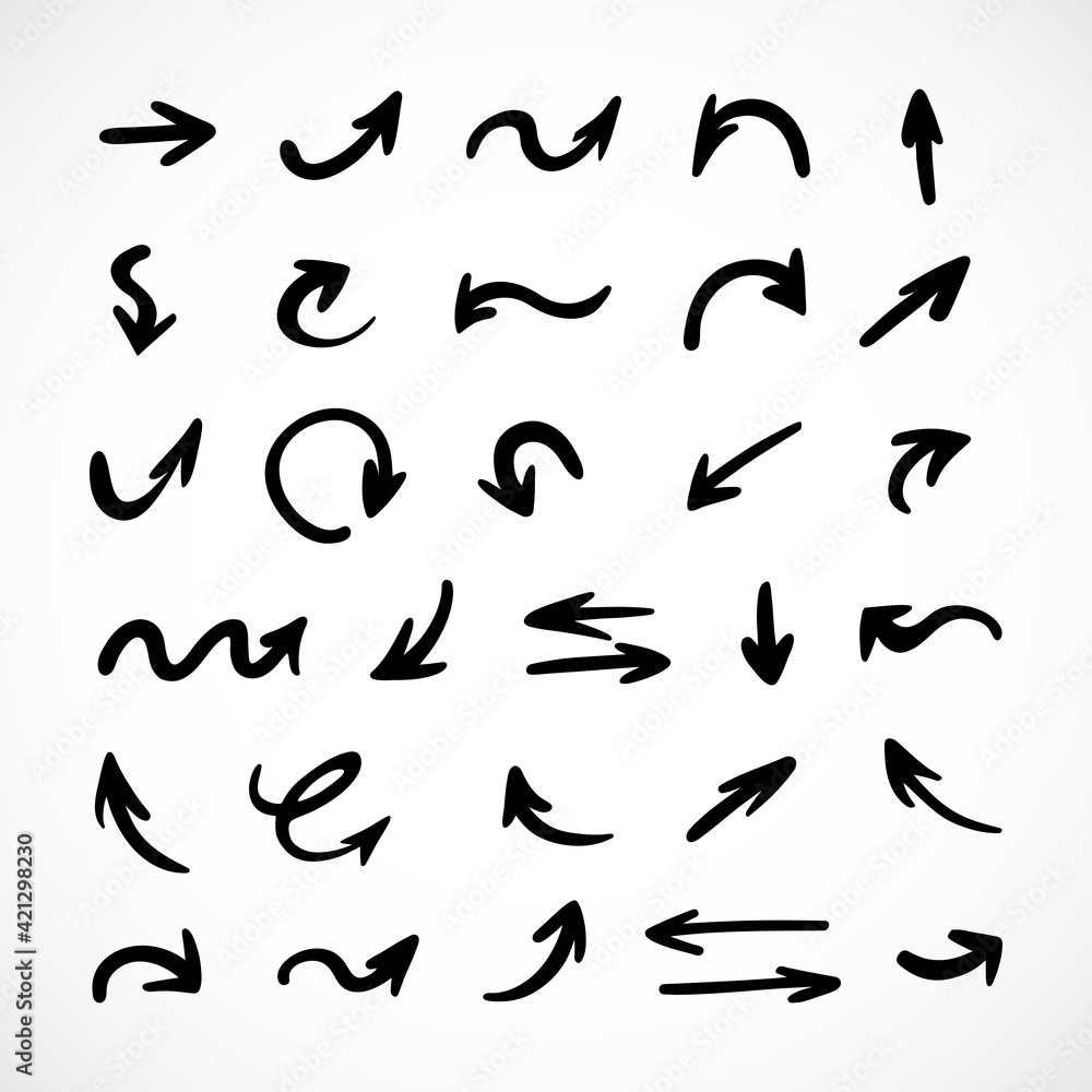 Vector set of hand-drawn arrows, elements for presentation Vector set of hand-drawn arrows, elements for presentation