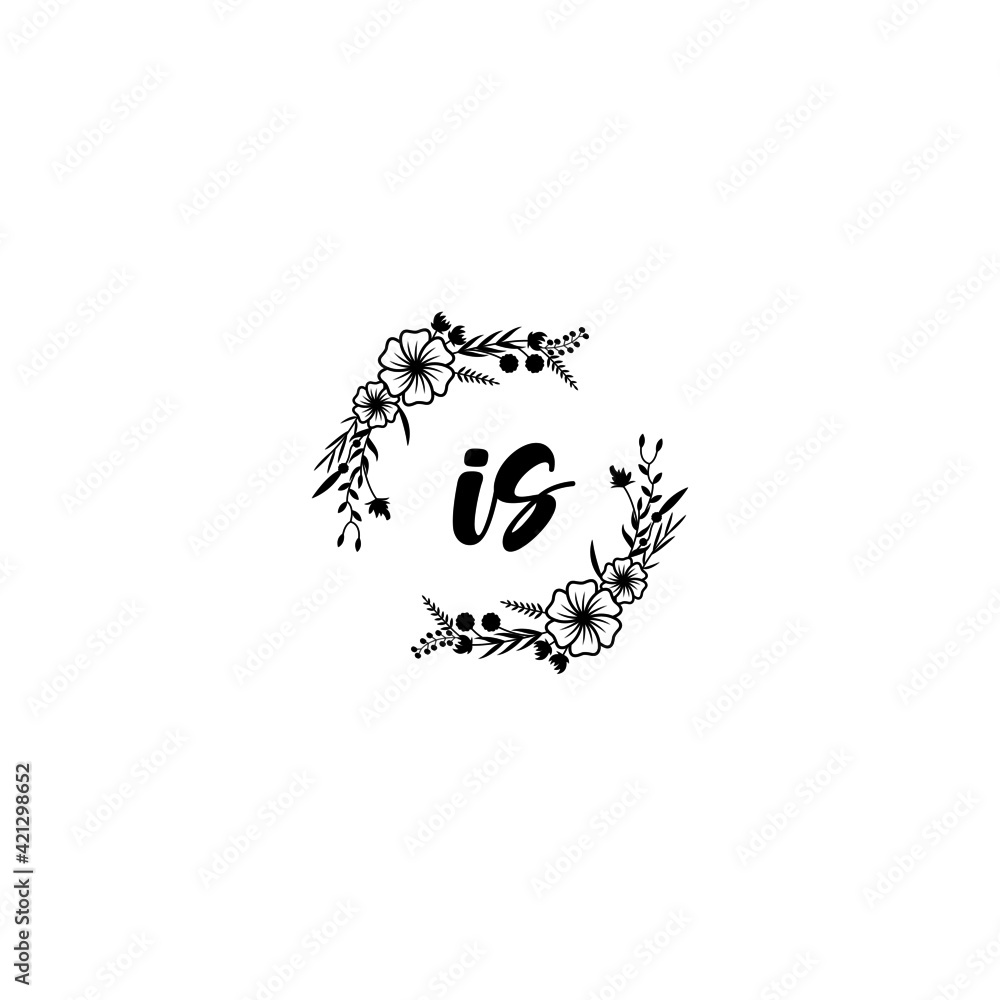 IS initial letters Wedding monogram logos, hand drawn modern minimalistic and frame floral templates IS initial letters Wedding monogram logos, hand drawn modern minimalistic and frame floral templates