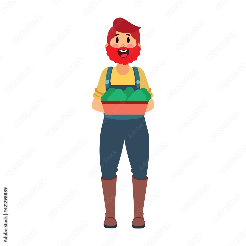 Isolated man with a pot plant - Vector Isolated man with a pot plant - Vector
