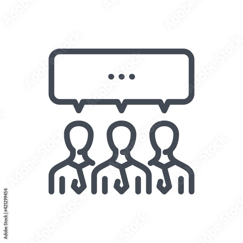 Brainstorming and General discussion line icon. Team conversation vector outline sign.