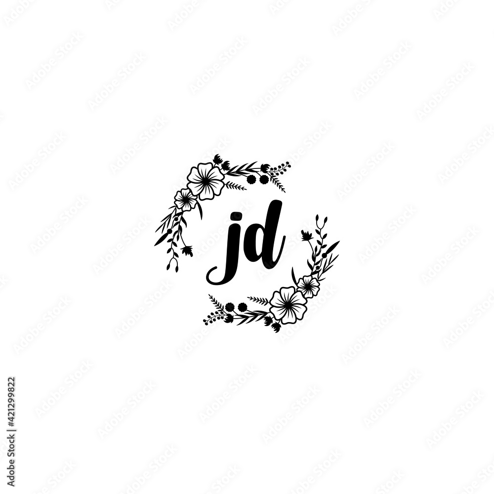 JD initial letters Wedding monogram logos, hand drawn modern minimalistic and frame floral templates JD initial letters Wedding monogram logos, hand drawn modern minimalistic and frame floral templates