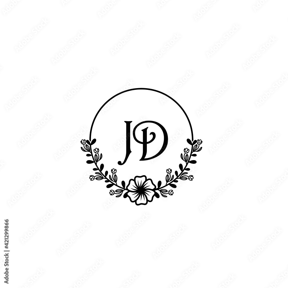 JD initial letters Wedding monogram logos, hand drawn modern minimalistic and frame floral templates JD initial letters Wedding monogram logos, hand drawn modern minimalistic and frame floral templates