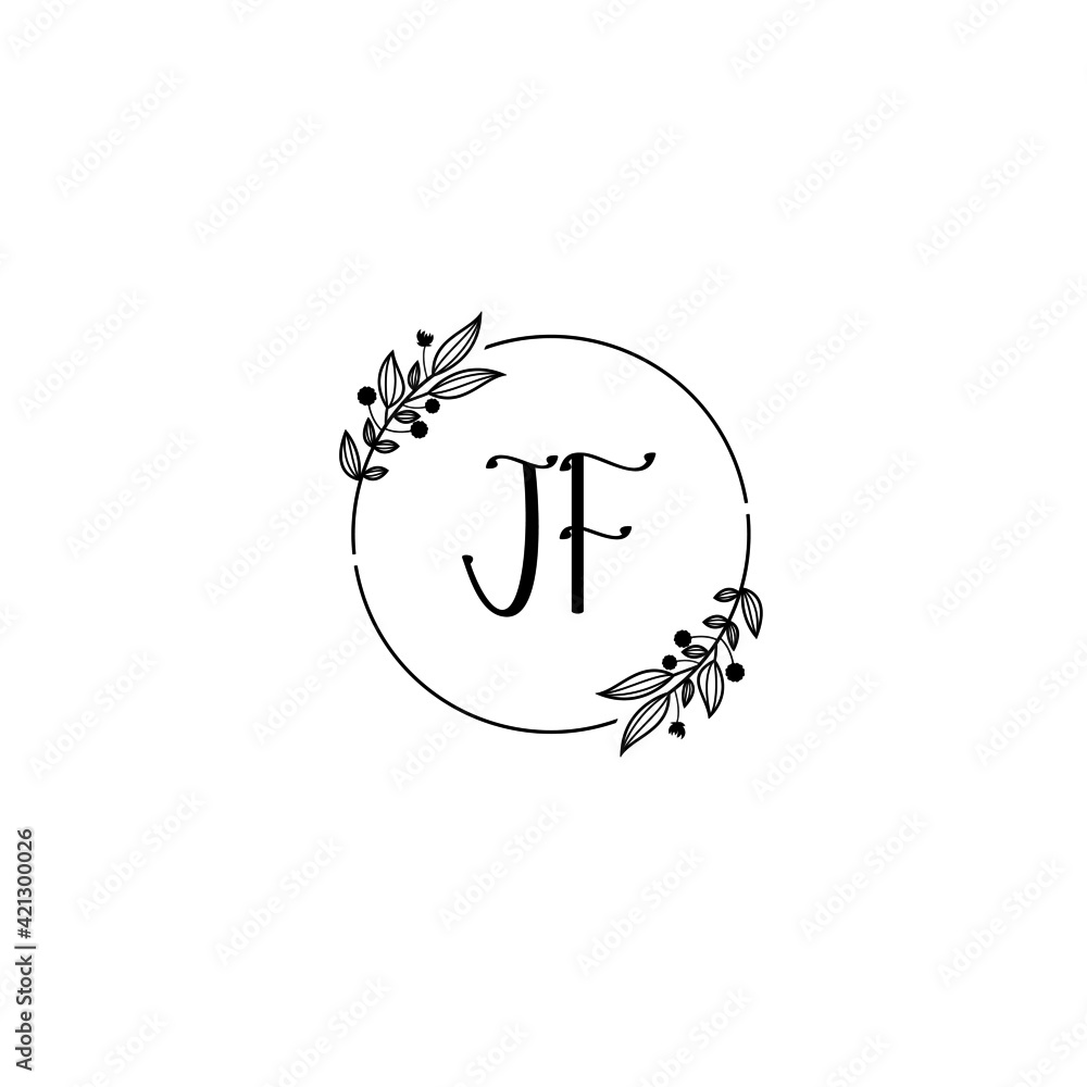 JF initial letters Wedding monogram logos, hand drawn modern minimalistic and frame floral templates JF initial letters Wedding monogram logos, hand drawn modern minimalistic and frame floral templates