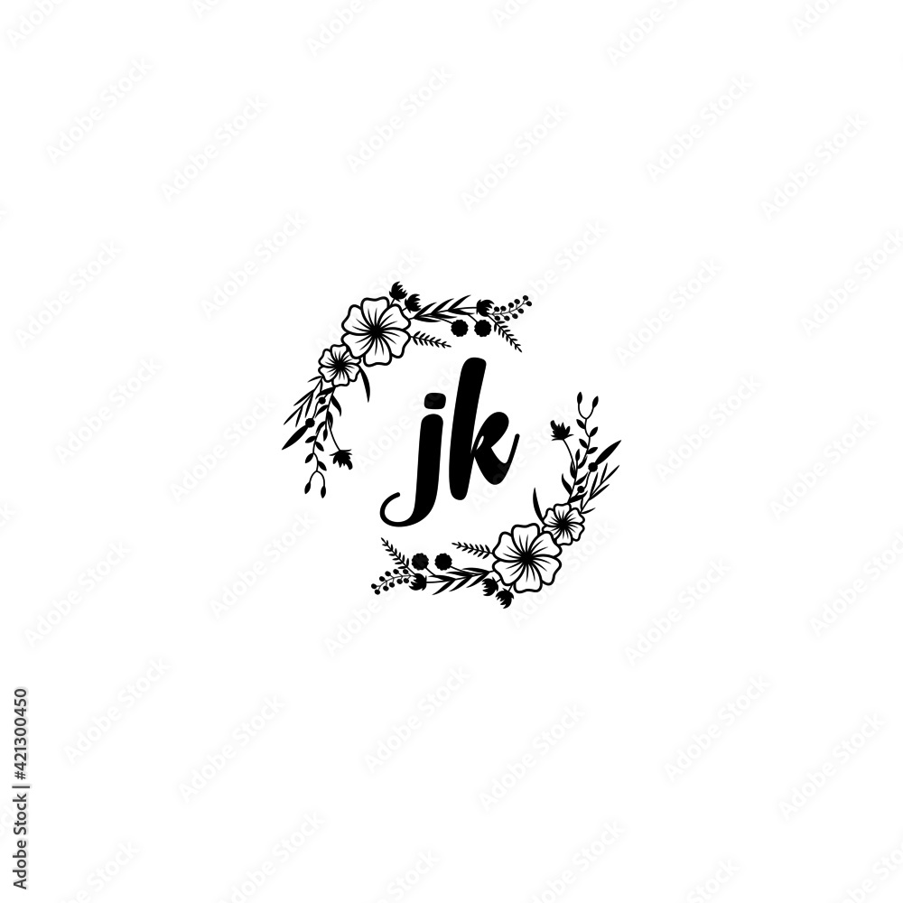 JK initial letters Wedding monogram logos, hand drawn modern minimalistic and frame floral templates JK initial letters Wedding monogram logos, hand drawn modern minimalistic and frame floral templates